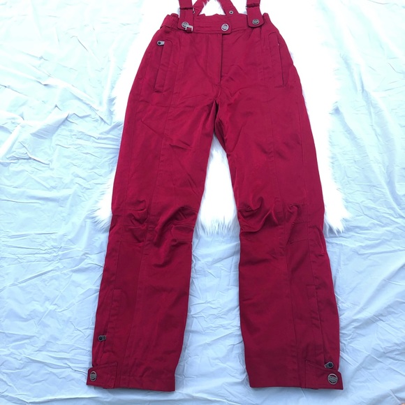 SPIDER KID Thinsulate Insulated Snow Pants Ski utility cargo Suspenders Burgundy - Picture 3 of 11